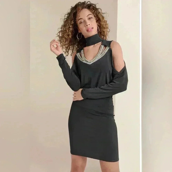 Embellished Cold-Shoulder Dress - Picture 1 of 14